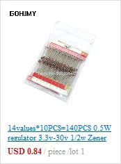 90pcs 9values x 10pcs 1N4001 1N4004 1N4007 SS14 SS24 SS34 SS16 SS26 SS36 SMD schottky diode assort kit