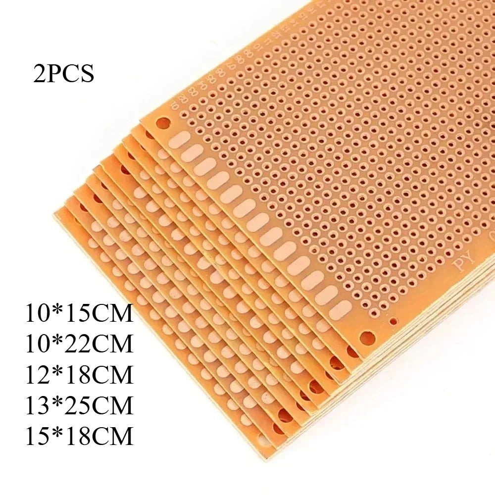 2PCS Yellow PCB Universal Board Single Sided 10x15CM 10x22CM 12x18CM 13x25CM 15x18CM PCB Board Prototype Perforated Board DIY