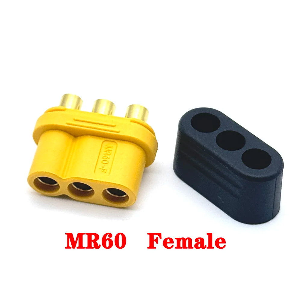 MR60 MR 60 Fireproof Female Male Three-core Connector With Sheath 3.5mm Brass Gold Plated For Lipo ESC RC Model