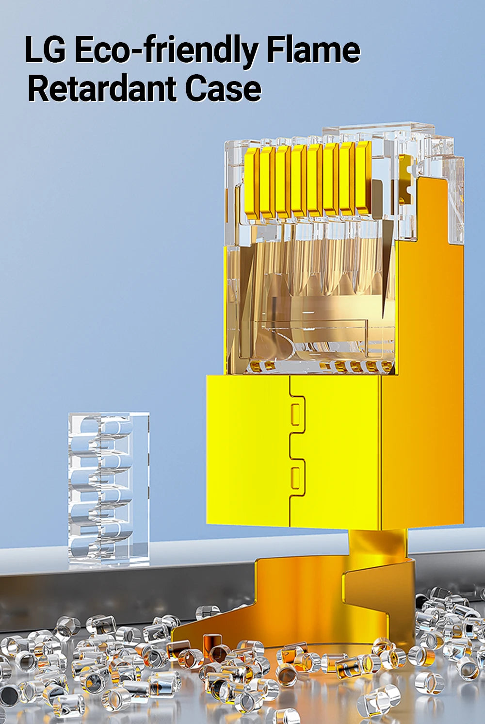 AMPCOM CAT7 Pass Through RJ45 Modular Plug Network Connectors STP 3/50μ Gold-Plated 8P8C Crimp End for Ethernet Cable