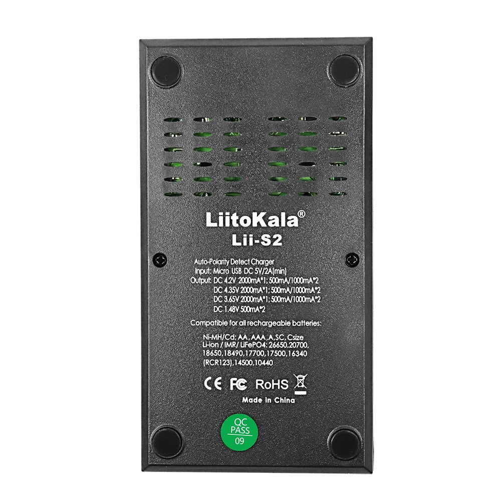 LiitoKala Lii-S2 Multi-Compatible Charger - Supports AA, AAA, 18650, 26650 Lithium Ion Batteries