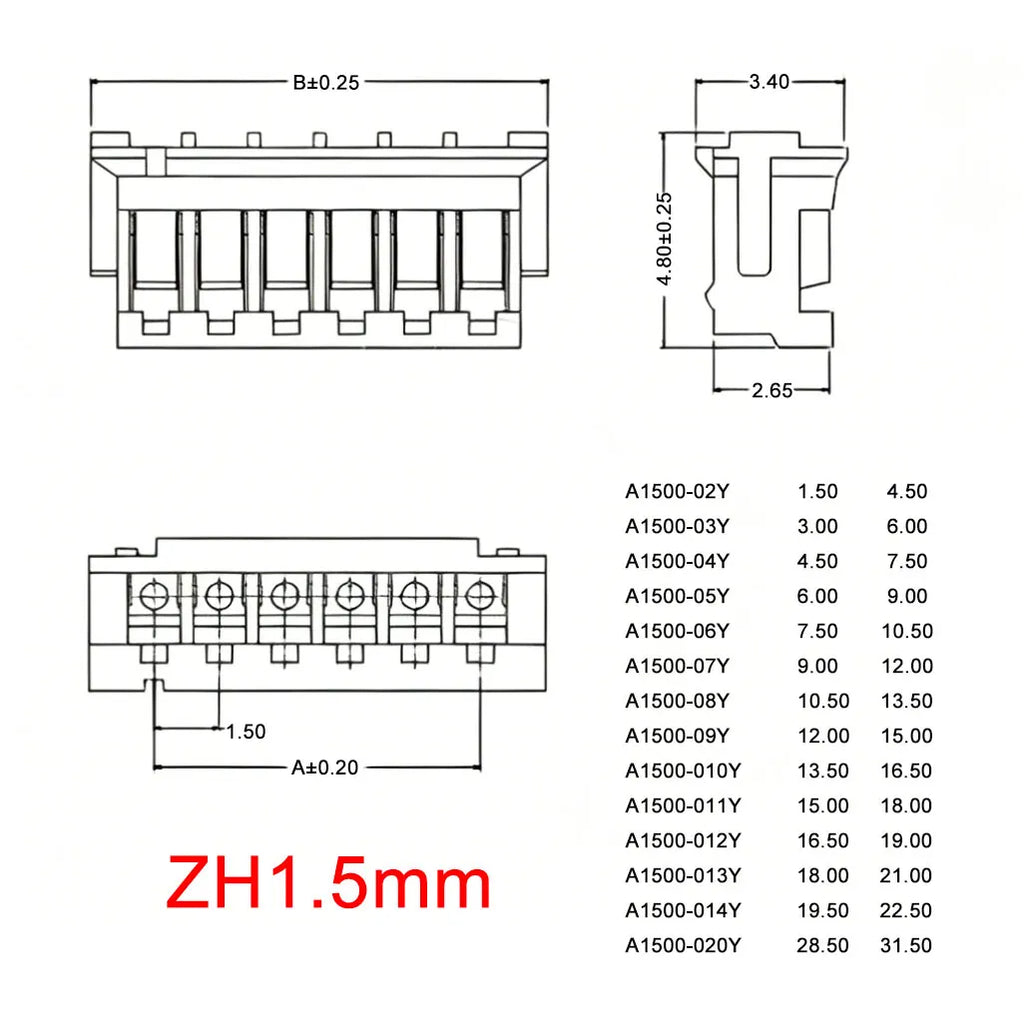YanXi 10PCS SH1.0 1.25 ZH1.5 PH2.0 XH2.54 Connector Female Plug 2/3/4/5/6/8/9/10/12Pin With Cable Terminal Wire 10/20/30cm