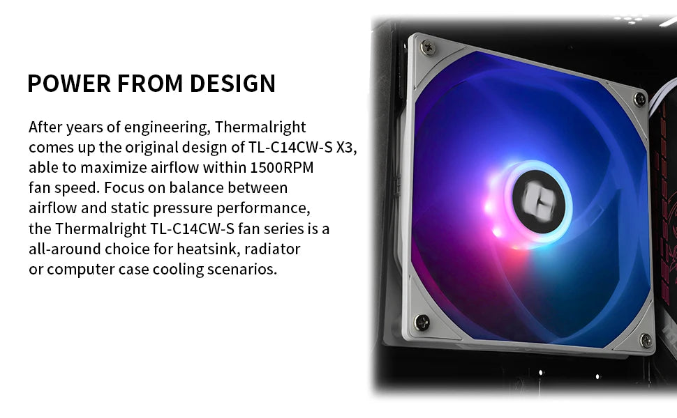 Thermalright 140mm Case Fan TL-C14/C14C/C14C-S/C14CW/C14CW-S CPU Cooling Fan ARGB 140mm Balance Fan Balance Performance Fan