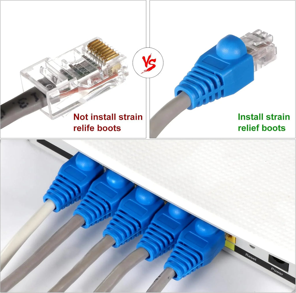 ZoeRax RJ45 Cat6/5e/5 Crimp Tool Kit with 20PCS Cat6 pass through Connectors and Covers, Wire Punch Down Cutter,Cable Tester