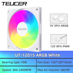 TEUCER UT-12015 120mm ARGB FDB Bearing Slim Cooling Fan High-Performance PC Case Fan for CPU Cooling and PC Builds