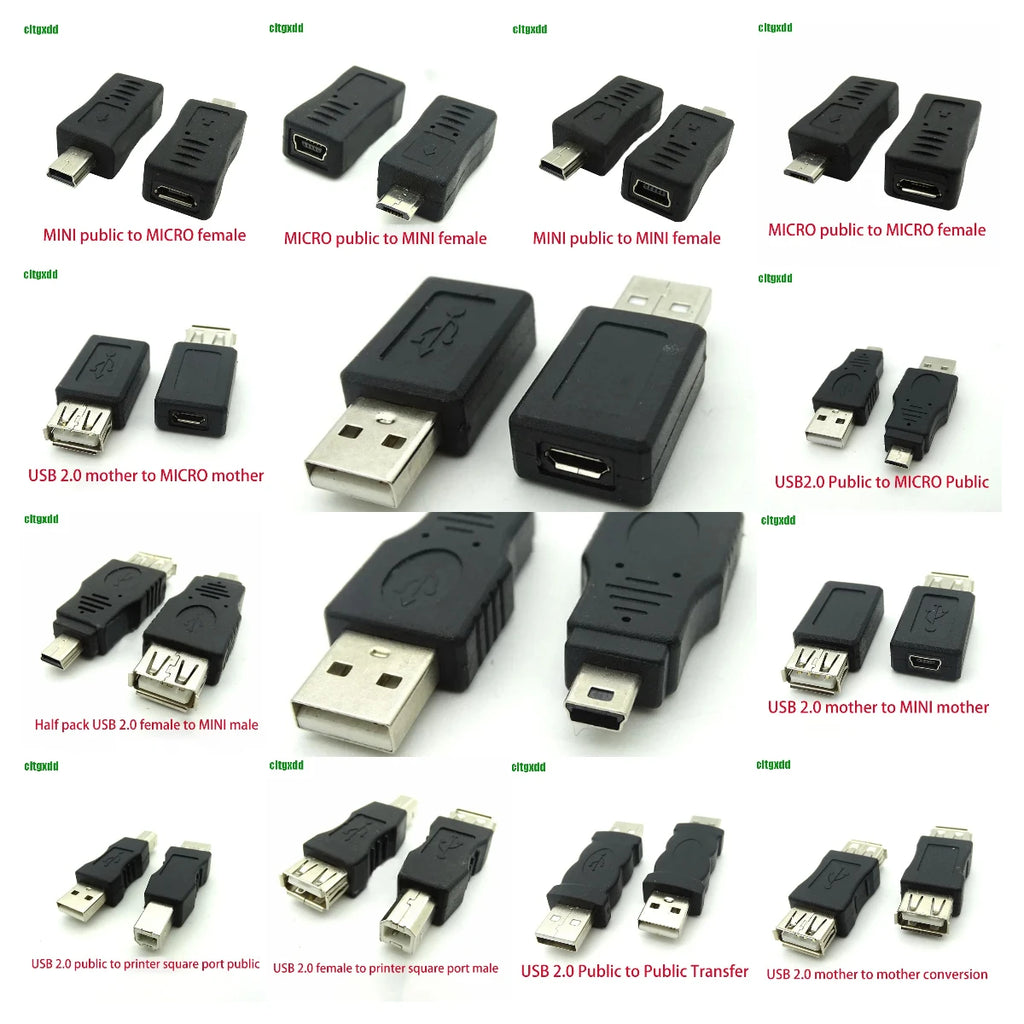Cltgxdd USB 2.0 Adapter Mini 5P to A Male Female Micro to USB Android Data Side T Port Converter Selector Connector