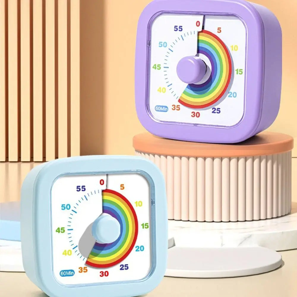 60 Minutes Visual Timer Ultra Silent Visualization Countdown Alarm Clock Round/Square Self-discipline Kitchen Timer