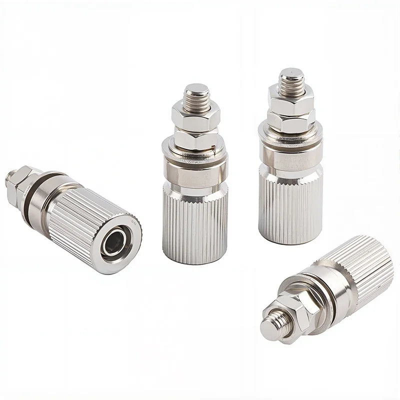 Silver Alloy Binding Post M5X33mm Grounding Terminal with 4MM Banana Wiring Ports