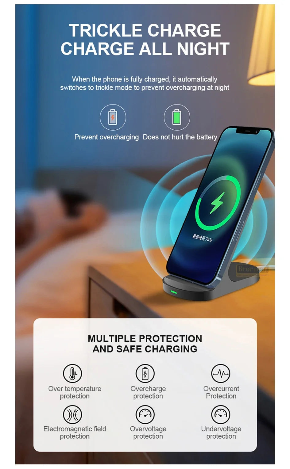Fast 10W 15W Wireless Charger Stand for iPhone 15 14 13 12 11Pro Samsung Galaxy S24 S23 S22 S21 Note Redmi Charging Dock Station