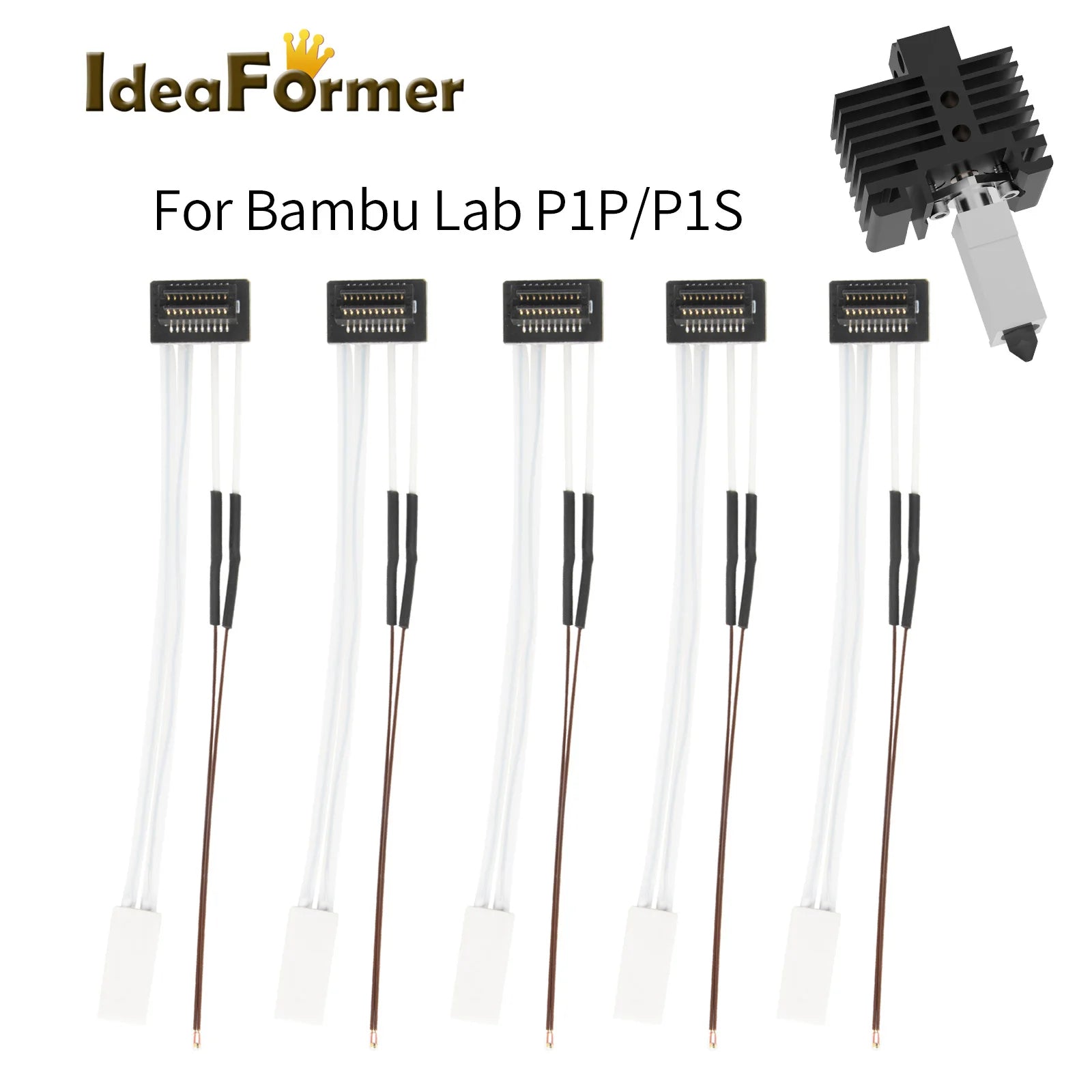 Thermistor For Bambu Lab P1P Heating Tube Ceramic Cartridge 24V For Bambulab P1S Hotend Heater Thermistor 3D Printer Accessories