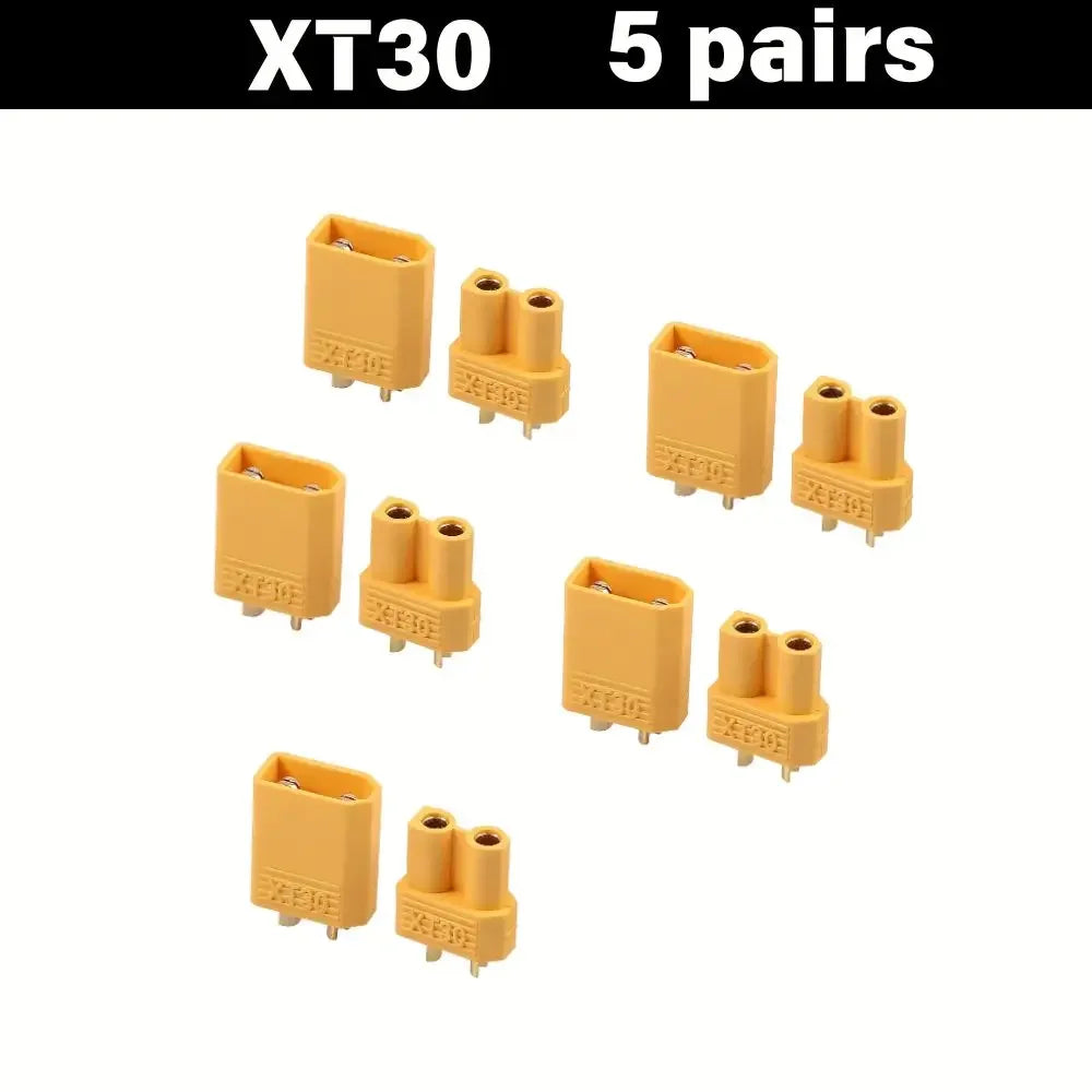 5pcs XT60 XT30 XT90 Bullet Connectors Kit, Male & Female Pairs with Heat Shrink Tube, for RC Drone Airplane Car FPV Lipo Battery