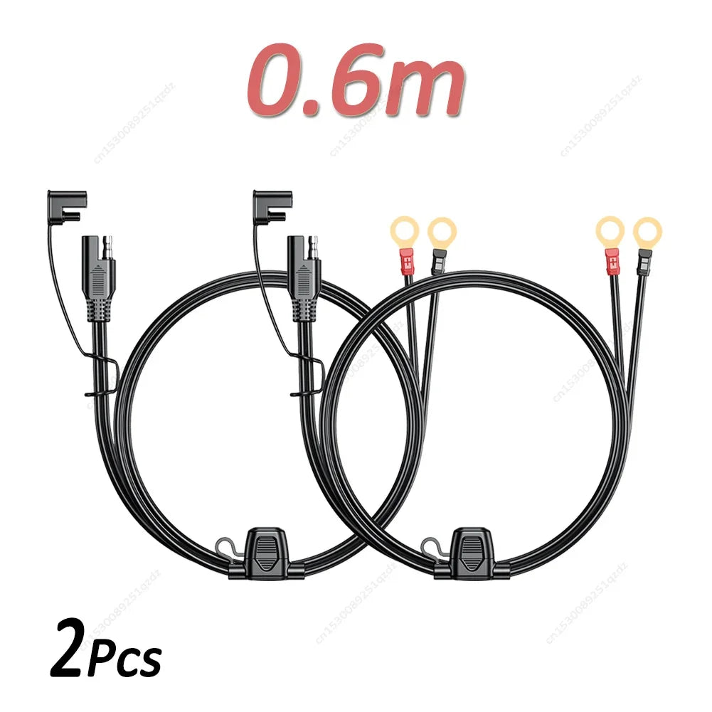 0.6/1.8m SAE Cable With Fuse Terminal O Connector Battery Charger Extension Adapter Wire 18AWG 12-24V Terminal,1-2Pcs/Lot