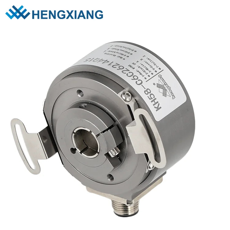 HENGXIANG KJ58 Gray Code Absolute Encoder 12bits Single Turn Hollow Shaft IP65 Protection DC5V-30V 58mm OD Spring Plate Mount