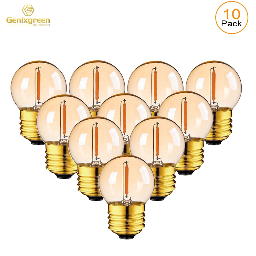 Vintage Globe Light Bulb G40 1W Equal to 10 Watts Led Filament Bulb 2200K Warm White 220V Gold Tint Glass E27 Base Dimmable Lamp