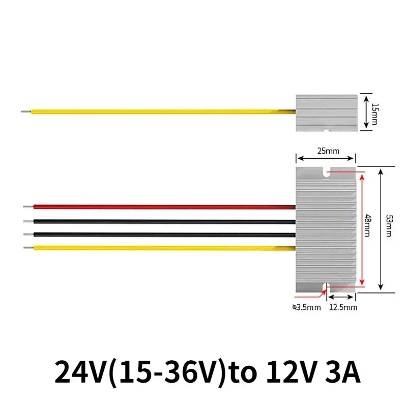 24V to 12V 2A -5A Power Buck Converter Voltage Transformer Waterproof Regulator Reducer Module Power Supply DC Buck Converter