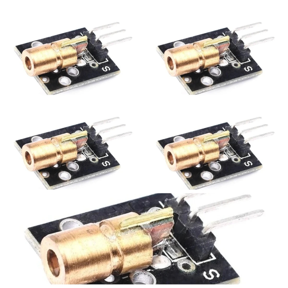 10 Pcs KY-008 Laser Head Sensor Module 5V 650NM Dot Laser 6mm 15x24mm 2.2g - Power Supply Ready
