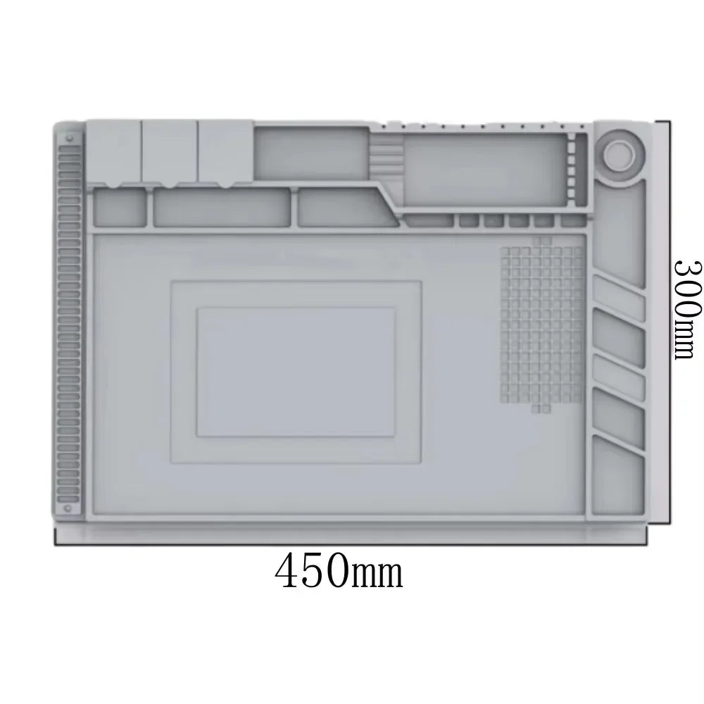 Magnetic Mat Silicone Work Mat Soldering Station Mat Heat Resistant 932°F Anti-Static for Electronic Phone Laptop Watch Repair