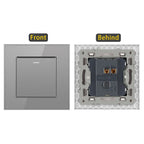 JHJCH - 1 Gang 1/2 Way Stair Switch, Tempered Glass Panel, Rocker Light Switch, On / Off Switch, Toggle Wall Switch
