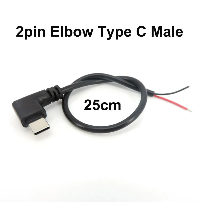 DIY Repair Welding Cable 2 Wire 4 Wires Micro USB 2.0 A Elbow Head Male Jack 4pin/2pin Type-C Male Extension Cable Line