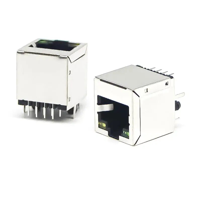 10pcs RJ45 Socket 5224-8P8C Network Cable Crystal Head Jack 180-degree Straight Female Sockets Shielded Network Port with Light