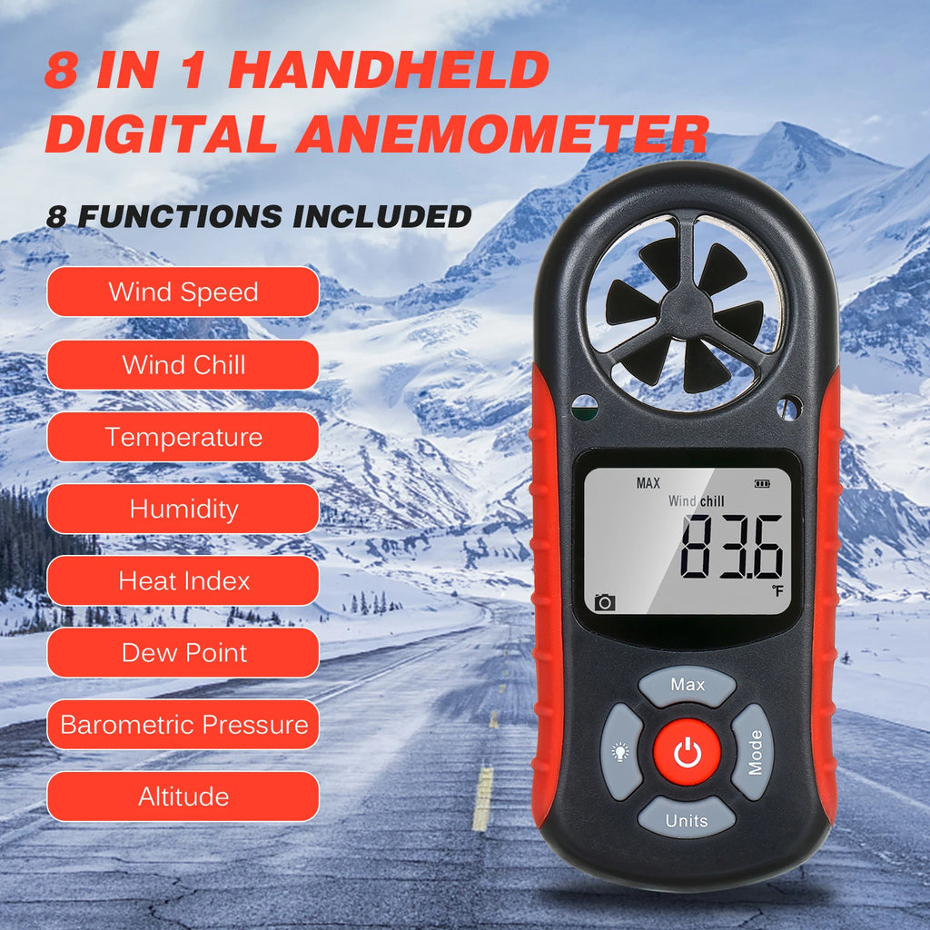 TL-303 Digital Anemometer Wind Speed Wind Chill Temperature Humidity Heat Index Dew Point Barometric Pressure Altitude Meter