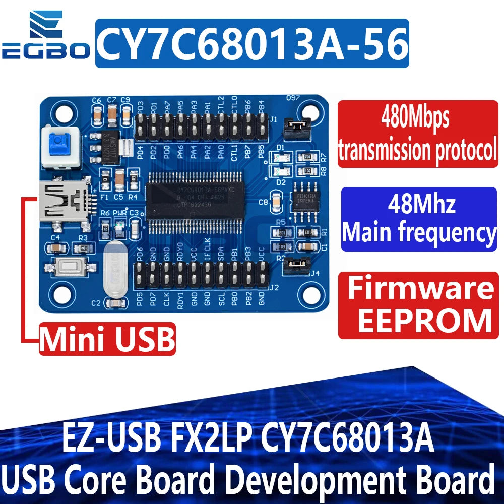 1~5PCS EZ-USB FX2LP CY7C68013A USB Core Board Development Board USB Logic Analyzer With I2C Serial SPI Interface Module Mini USB