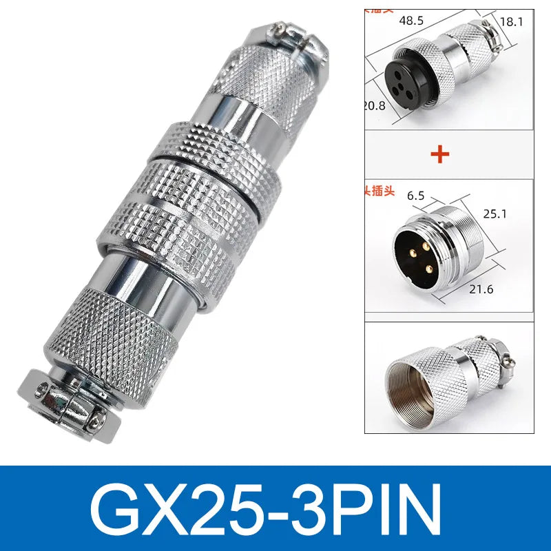 GX25 Plug Cable Connector Flange Fixing 20A 2Pin 3Pin 4Pin 5Pin 6Pin 8Pin 12Pin DF25 Circular Connectors