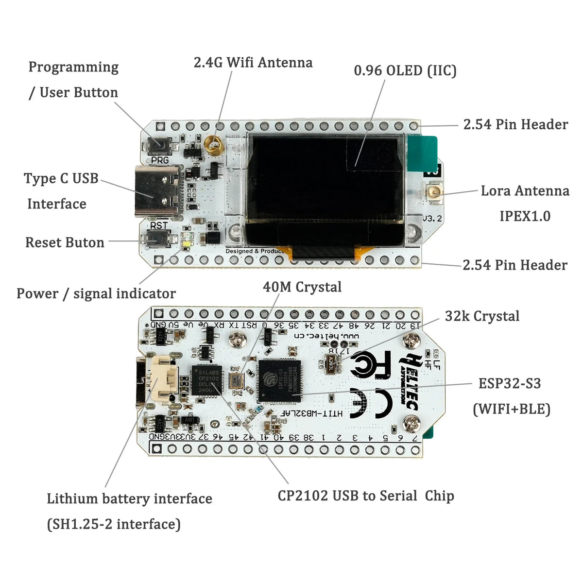 Heltec Meshtastic LoRa32 V3 ESP32 WIFI BT Development Board 863-928MHZ SX1262 0.96 Inch OLED Display Lora Kit for Arduino IOT