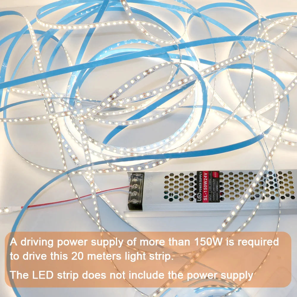 Single Strip 5m 10m 15M 20m Long LED Strip DC24V 120LEDs/m Light Strip Flexible Cuttable Whole Length Is 20meters Soft Lamp Bar