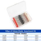 100-350PCS Rectifier Diode Schottky Diode Kit 1N4007 1N4148 1N5408 1N5819 1N5822 1N4001 1N4004 1N5404 FR107 FR207 Fast Switching