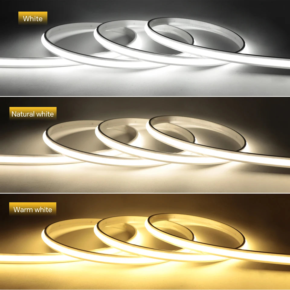 Super Bright 220V COB LED Strip Neon Lights 280LEDs/m Flexible Kitchen Lamp RA90 Waterproof LED Tape With EU Power Plug 1M-30M