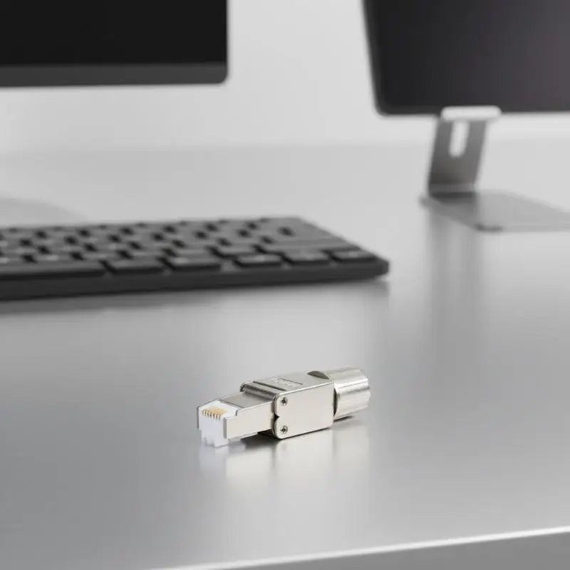 1Pc Zinc Alloy Shielded Ethernet Termination Plugs Cat7 Cat6A Cat8 RJ45 Connector Tool-Free
