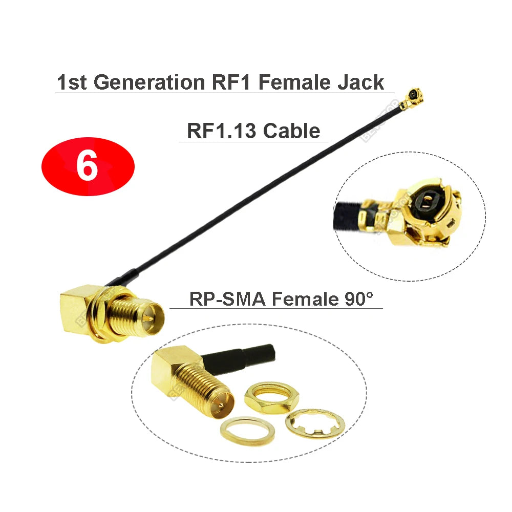 1pcs SMA to IPX Jumper 1st/4th Generation RF1/ RF4 Female Jack to SMA/ RP-SMA Female WIFI Antenna Cable RF1.13 Extension Pigtail