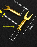 YYTCG Gold plated Banana Plug Connectors, Speaker plugs, audio screws, fork connectors, U and Y 1pcs/4pcs