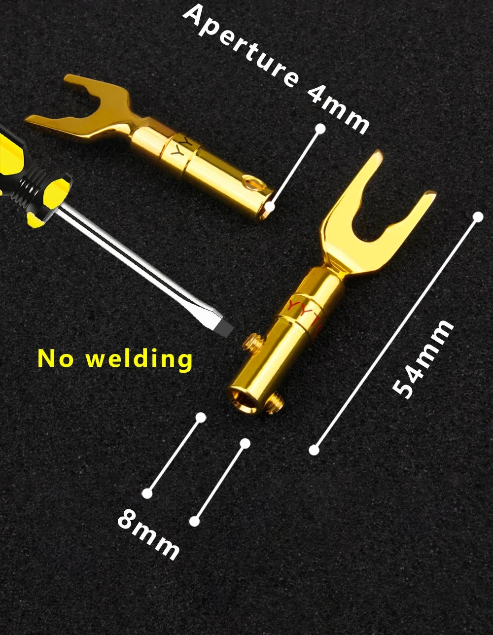 YYTCG Gold plated Banana Plug Connectors, Speaker plugs, audio screws, fork connectors, U and Y 1pcs/4pcs