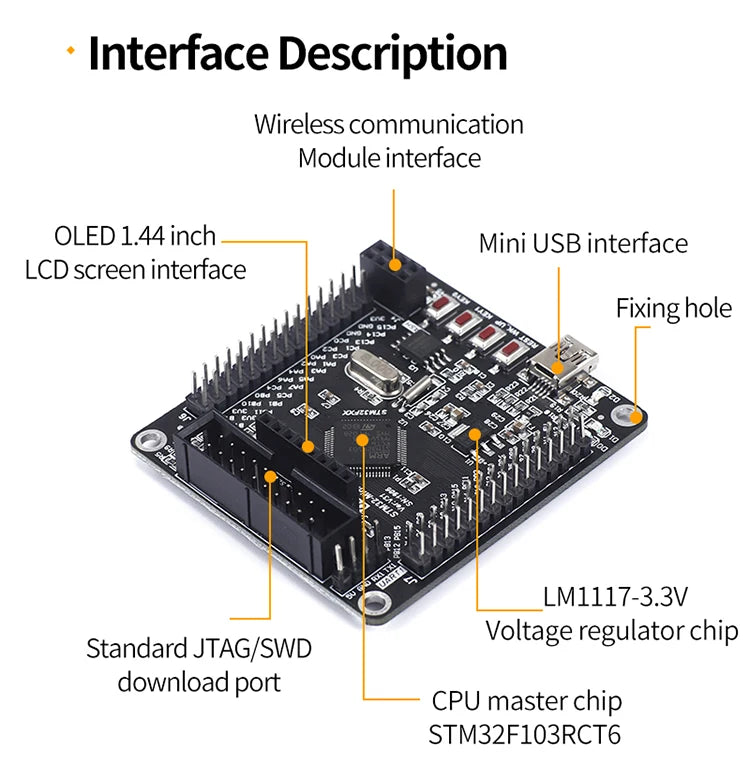 STM32F103RCT6 Development Board Module Standard STM32 ARM Embedded System Core Board Learning Board One-key Serial Download