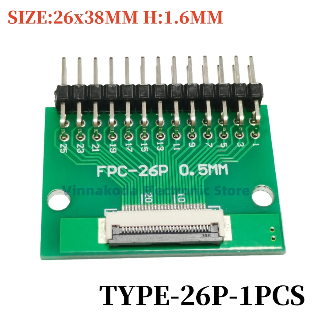 1PCS FFC/FPC Conversion Board 0.5mm Pitch Connector 2.54MM Double Row Bending Pins 4/10/12/14/15/16/18/22/24/26/30/34/40/50/60P
