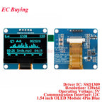 1.54 inch OLED Module 1.54” Display LCD Screen Resolution 12864 128x64 SSD1309 Driver Blue White Yellow 4Pin/7Pin IIC Interface
