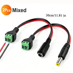 DC 5.5mmx2.1mm Screw Terminal Block Adapter Power Extension Cable DC to 2Pin Solderless Connector Replacement Repair Supply Cord