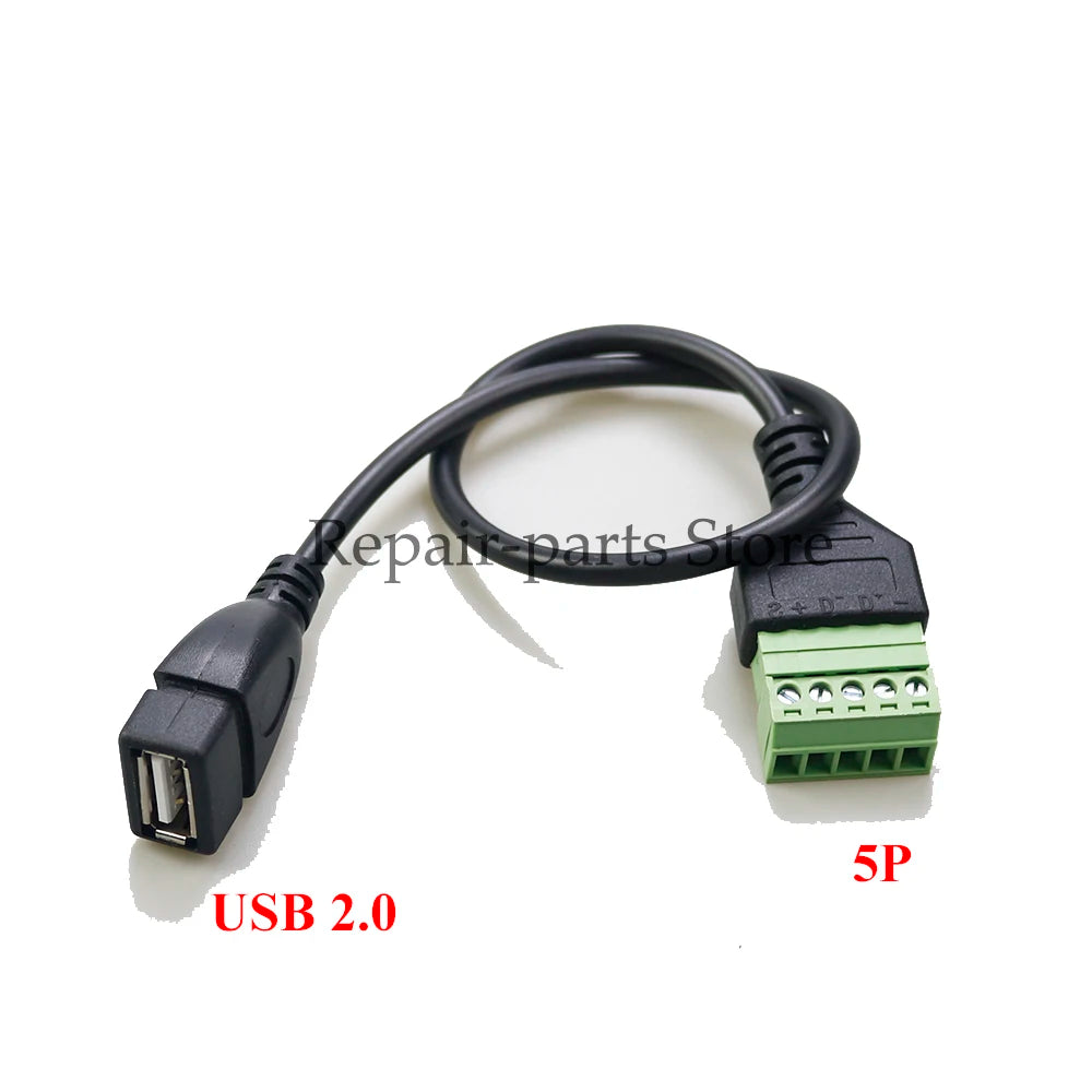USB 2.0 Female B Micro USB Mini USB Type-C Male to 5 Pin Female Bolt Screw Connector with Shield Terminal Plug Adapter Cable 1ft