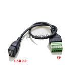 USB 2.0 Female B Micro USB Mini USB Type-C Male to 5 Pin Female Bolt Screw Connector with Shield Terminal Plug Adapter Cable 1ft