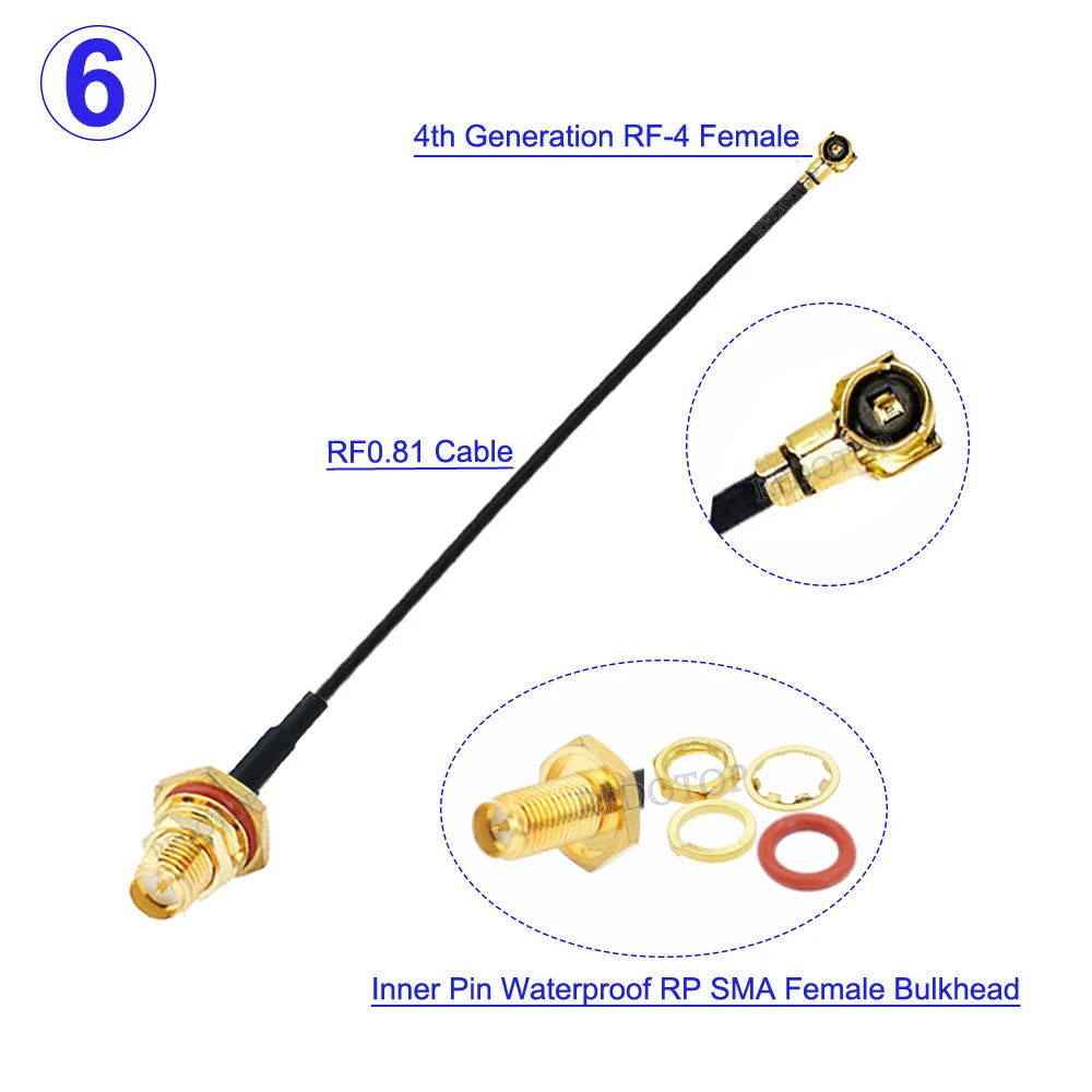 1Pcs IPX-1/IPX-4 Female to Waterproof SMA Female Bulkhead Connector RF0.81/1.13/RG178 Cable 3g 4g WIFI Antenna RF Cable Jumper