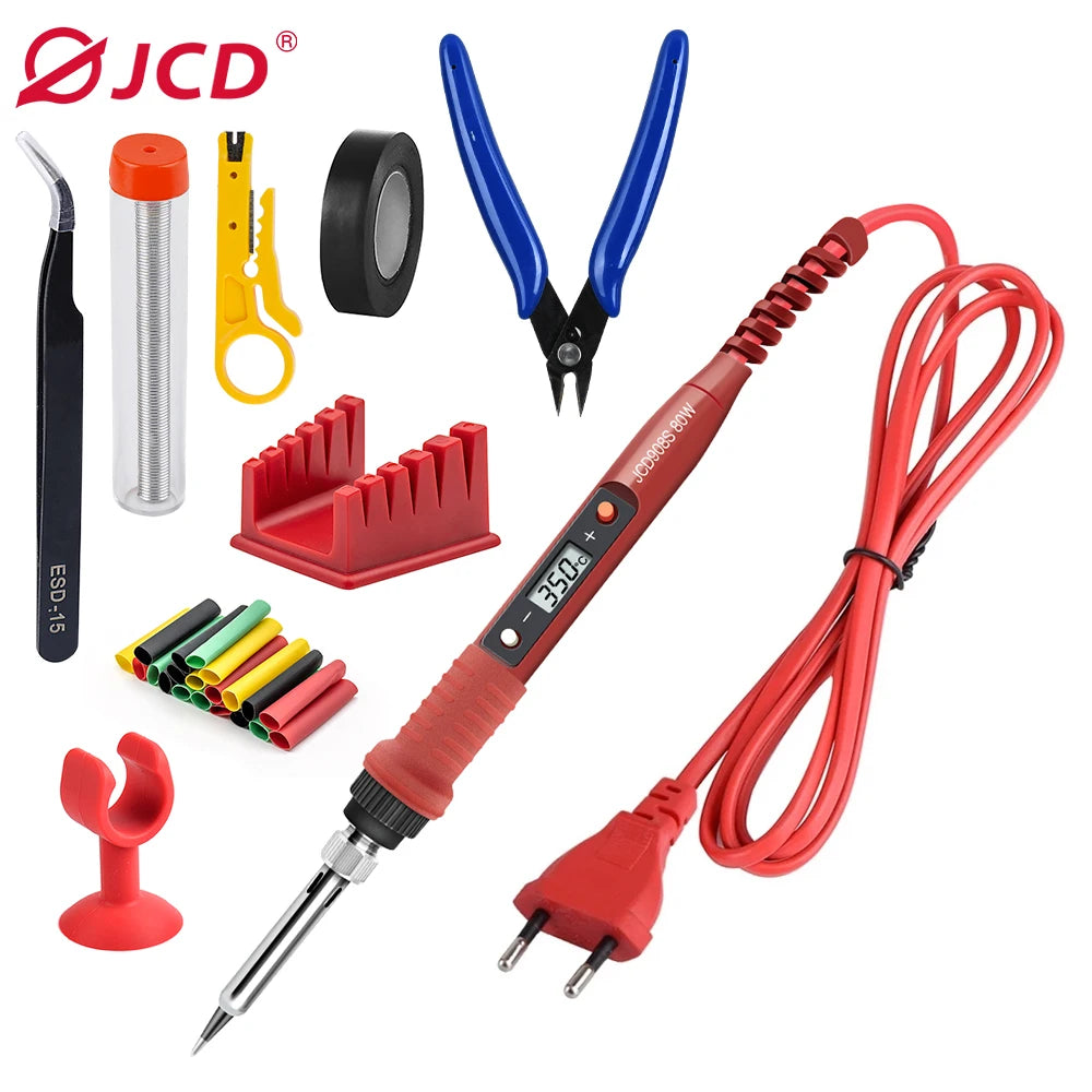 JCD 908S Electric Soldering Iron Kit Set 220V 110V 80W LCD Display Adjustable Temperature Home Handmade DIY Welding Repair Tools