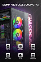 JEYI 120mm PC ARGB Cooling Fan AURA SYNC RGB Computer Fans Ultra Silent Heatsink Ventilador with 4PIN PWM and 5V 3PIN ARGB Port