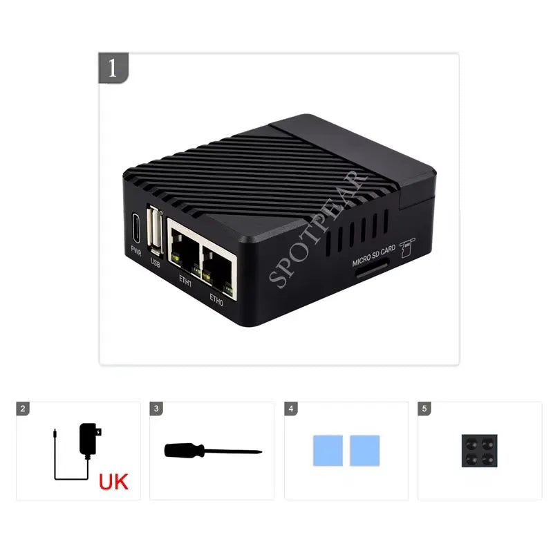 Raspberry Pi CM4 dual ETH mini Open-source Router Board Metal case for Compute Module 4 IO Board  5V, Type-C interfac