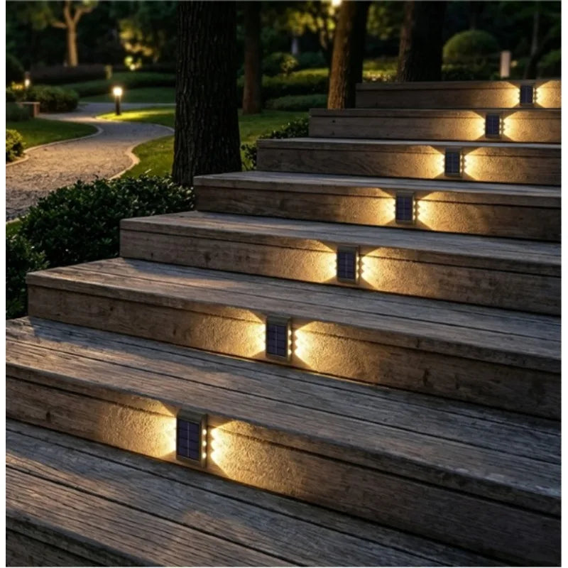 Solar Wall Wash Lamp Outdoor Garden Fence LED Sensor Wall Light Ambient Light Step Lighting