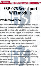 ESP8266 WiFi Wireless Transceiver Module ESP-01/ESP-01S/ESP-07/ESP-07S/ESP-12/ESP-12E/ESP-12F for Arduino DIY Projects