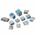 5PCS  USB Connector 3.0 A-type Female Socket AF Type 90 Degree Side Plug 180 Degree USB 3.0 B-port Printer Data