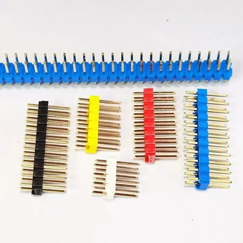 50pcs 2.54mm Gold/Nickel-plated Copper Pin 2X2/3/4/5/6/7/8/10/15/20/40Pin Colorful PCB Board Spacer Male Pin Header Long 11.5mm