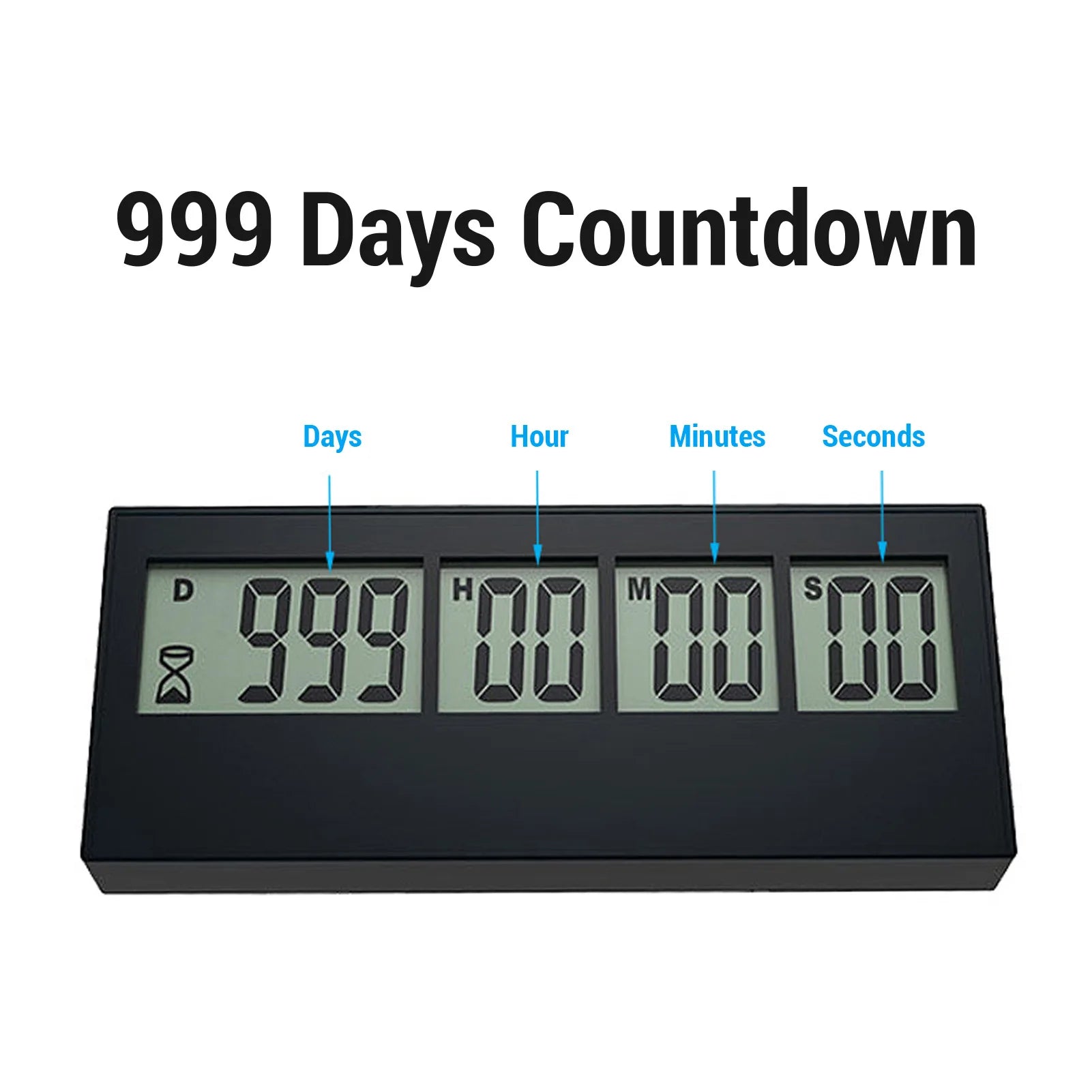 999 Days Digital Countdown Clock Large Screen Stylish Easy To Set Count Down Days Timer for Wedding Holiday Anniversary Test